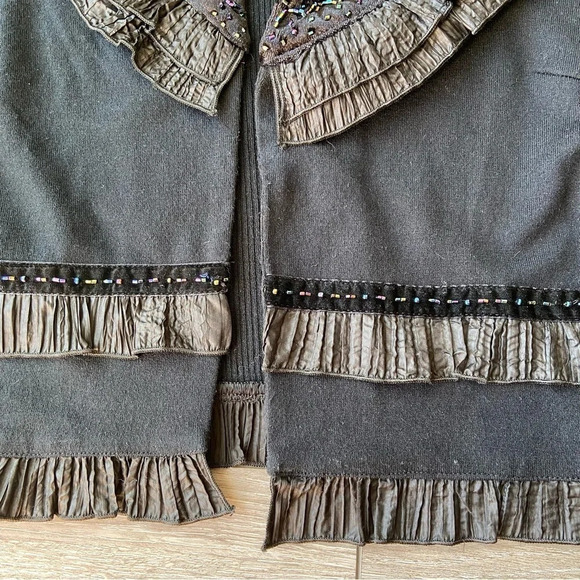 Fresh Fx Beaded Ruffles Open Front Cropped  Cardigan - Picture 9 of 14